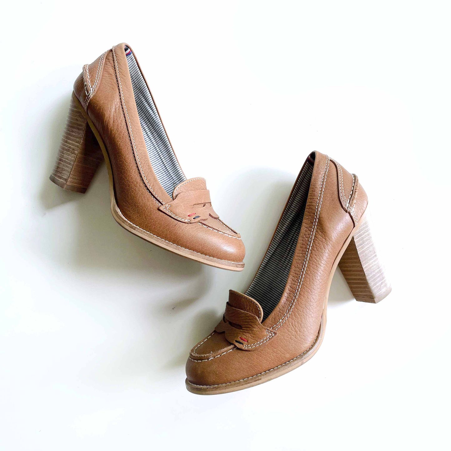 tommy hilfiger brown loafer pumps - size 37