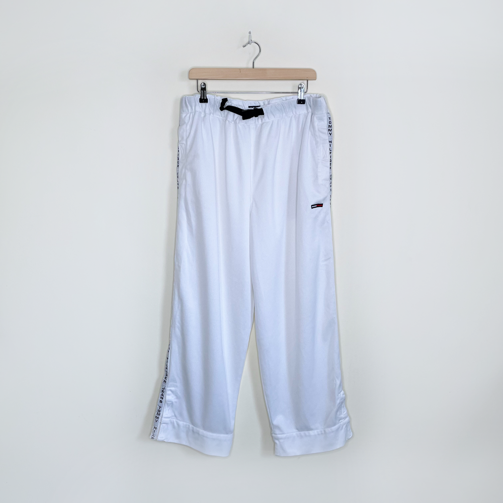 vintage 90s tommy jeans white mesh baggy track pants - size xl
