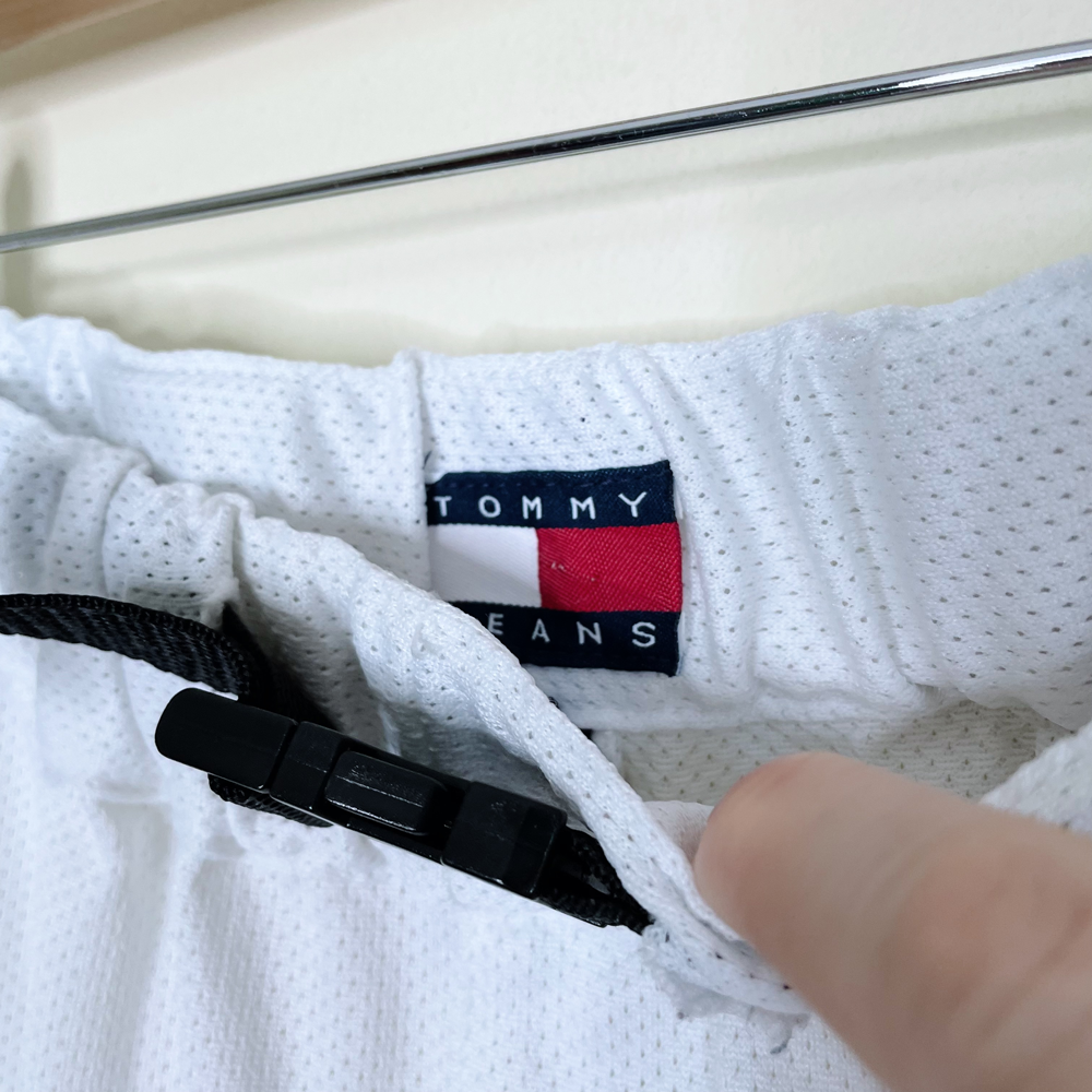 vintage 90s tommy jeans white mesh baggy track pants - size xl