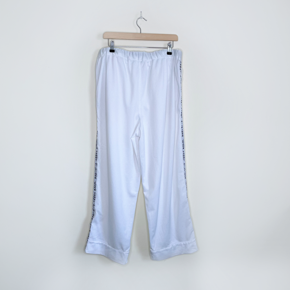 vintage 90s tommy jeans white mesh baggy track pants - size xl