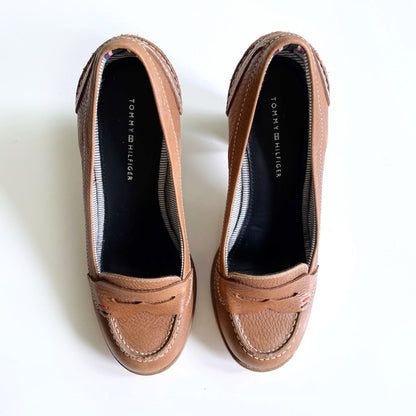 tommy hilfiger brown loafer pumps - size 37