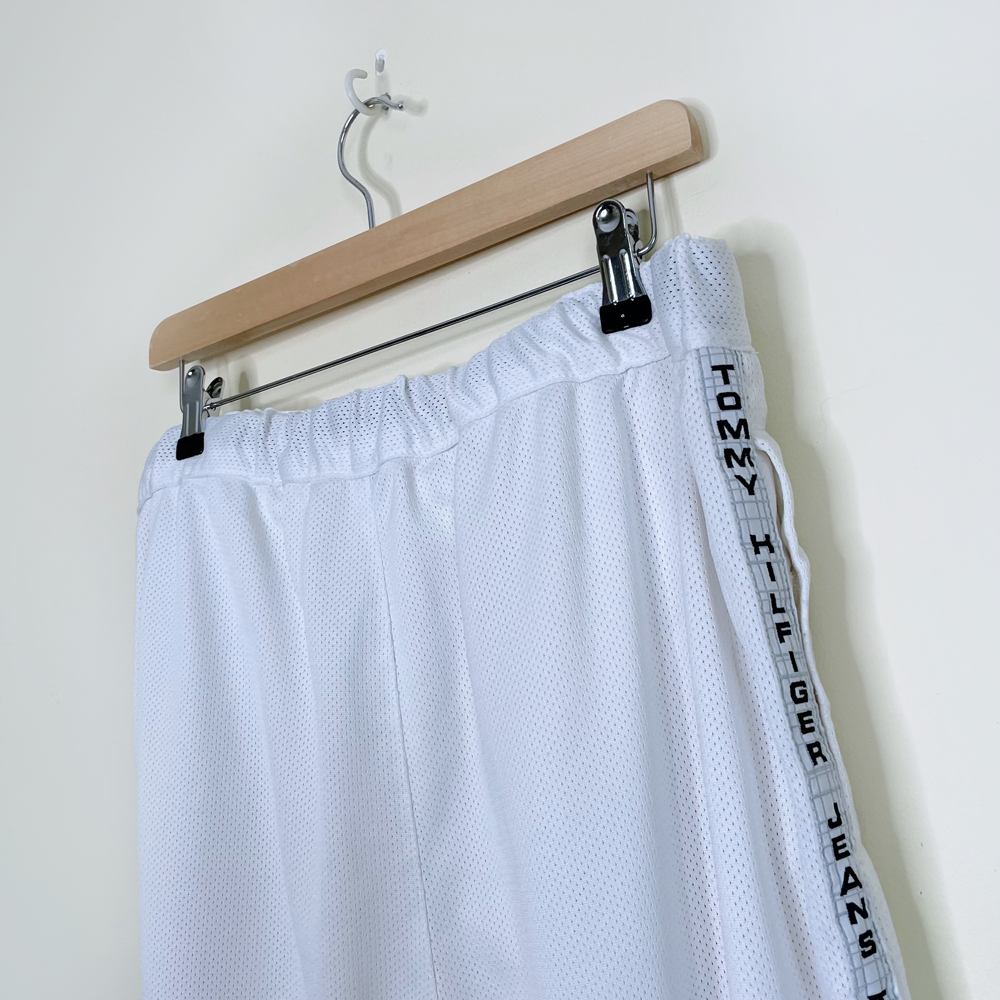 vintage 90s tommy jeans white mesh baggy track pants - size xl