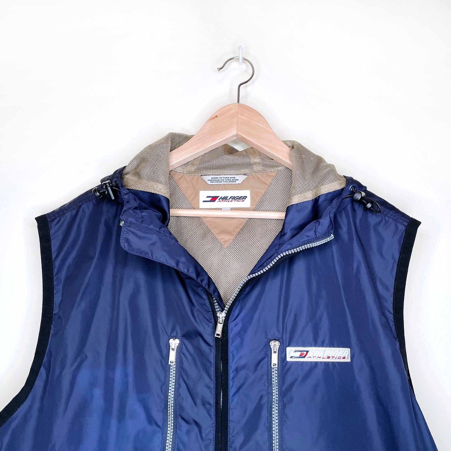 vintage tommy hilfiger athletics 90's hooded vest - size large