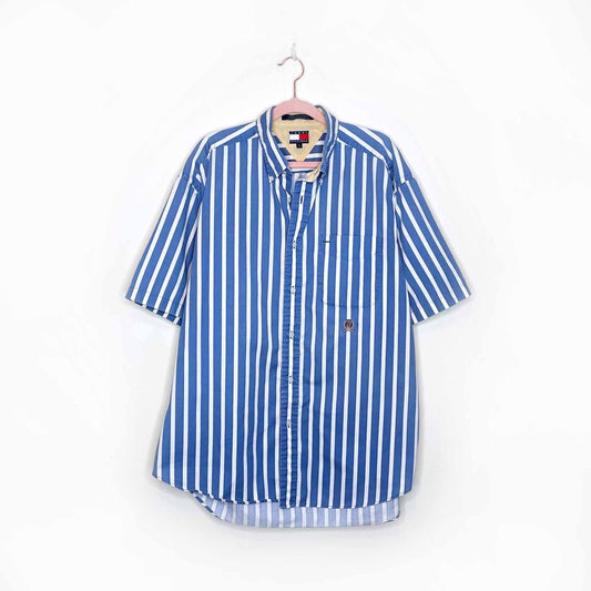 vintage 90's tommy hilfiger striped button down shirt - size large