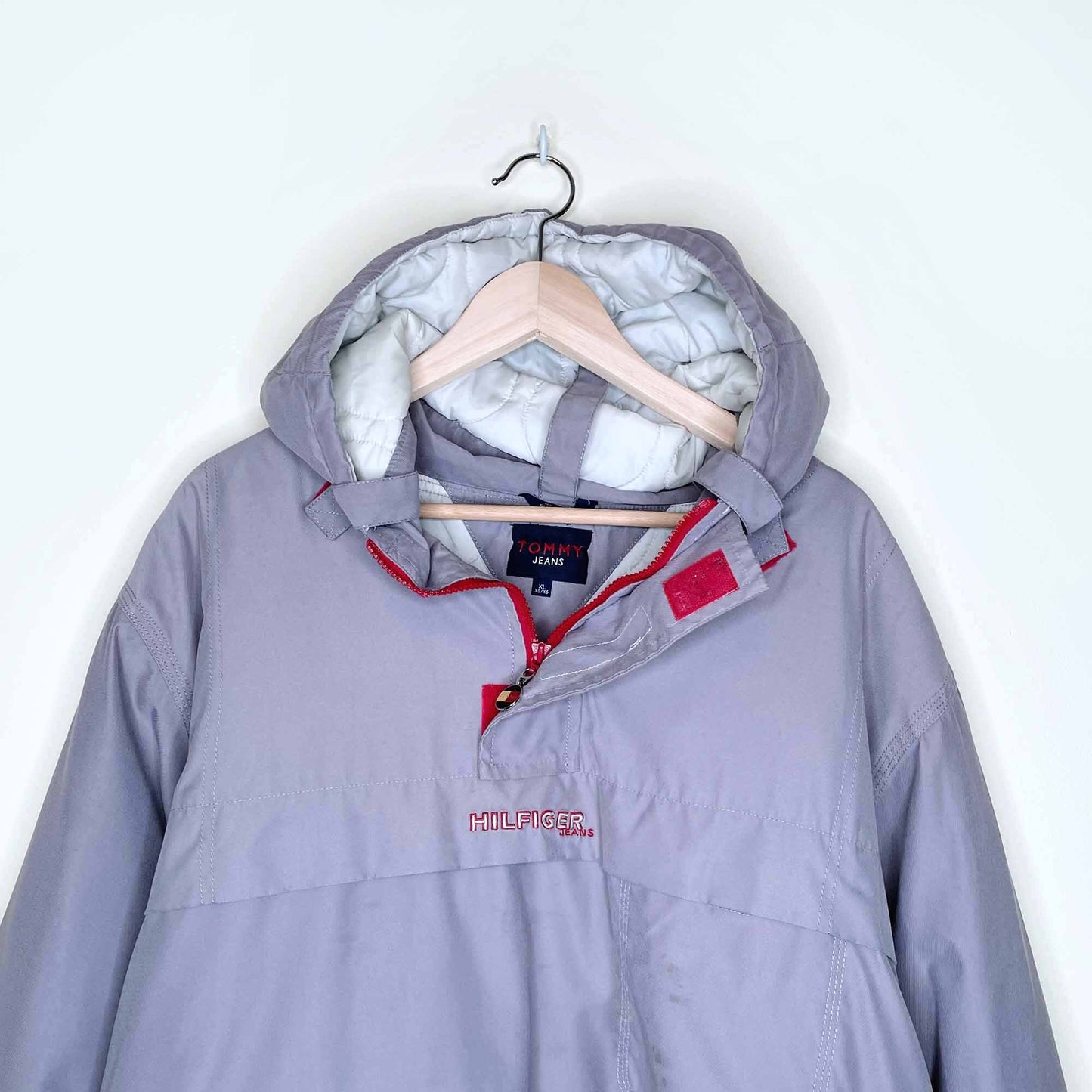 vintage tommy hilfiger jeans 1/4 zip pullover winter jacket - size xl