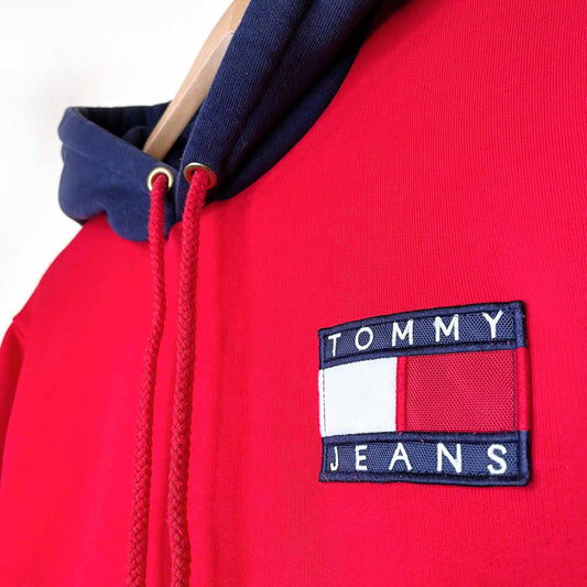 tommy jeans 90's capsule contrast cropped hoodie - size xs
