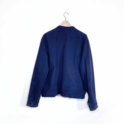 vintage tommy hilfiger reversible plaid cotton collarless jacket - size xl