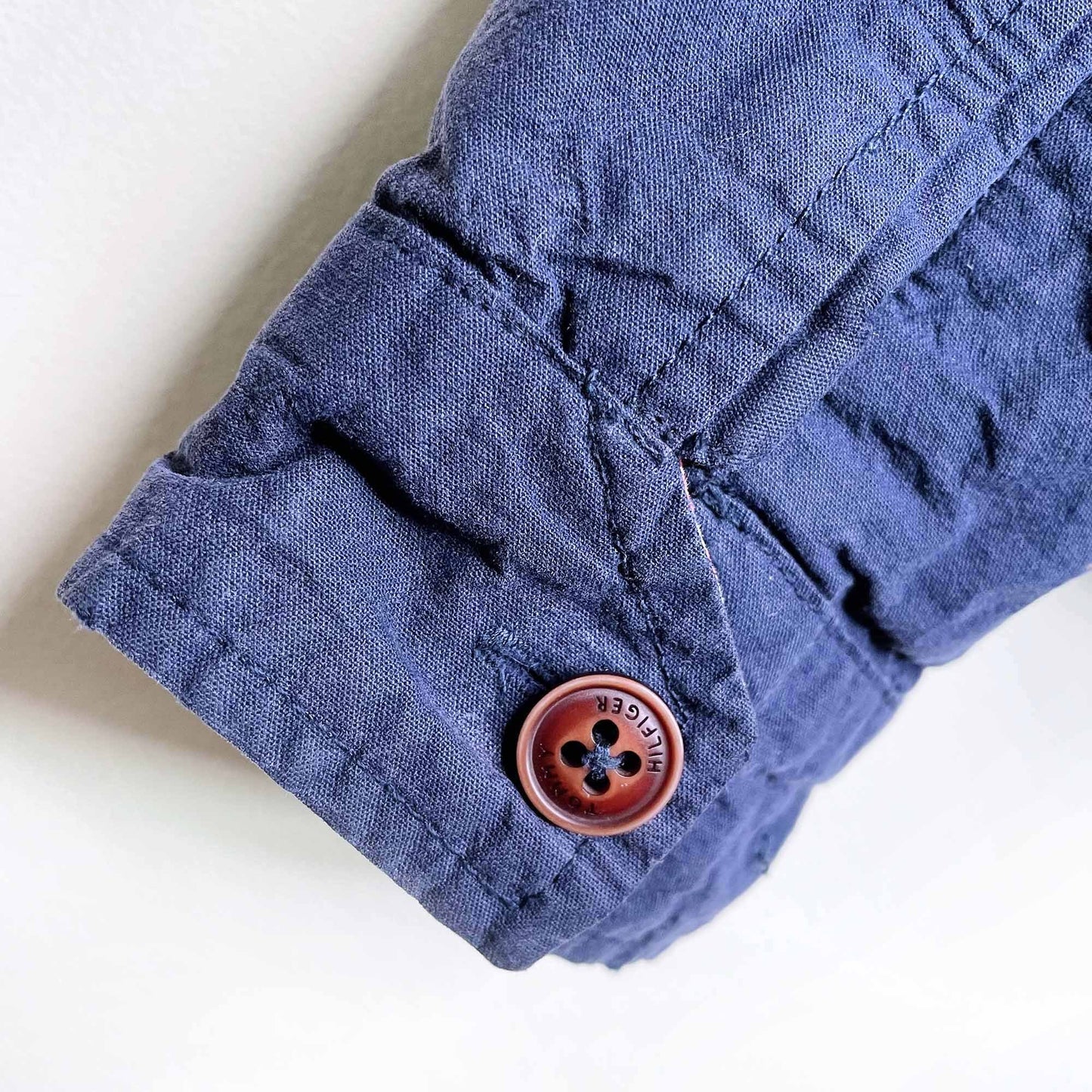 vintage tommy hilfiger reversible plaid cotton collarless jacket - size xl