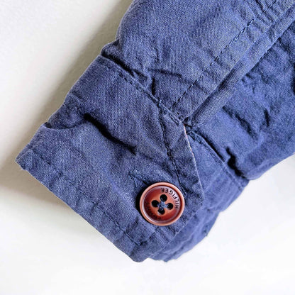 vintage tommy hilfiger reversible plaid cotton collarless jacket - size xl