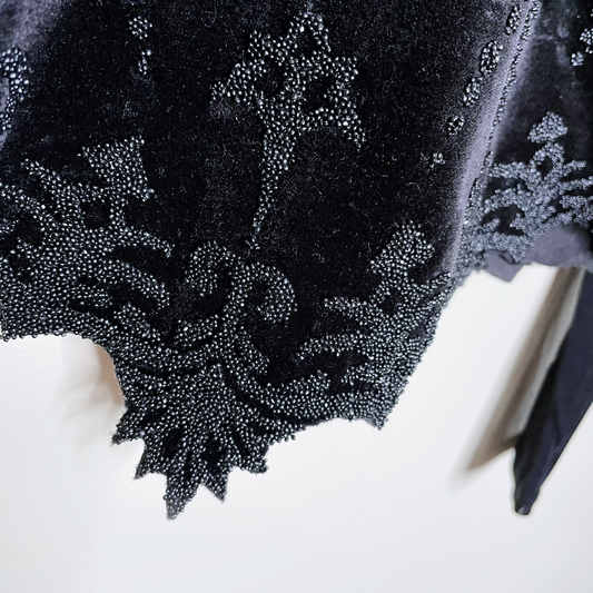 black contrast mesh high neck beaded top - size small