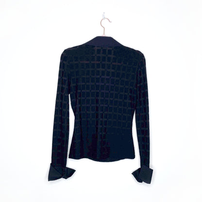 nara camicie y2k wrap semi-sheer collared top - size small