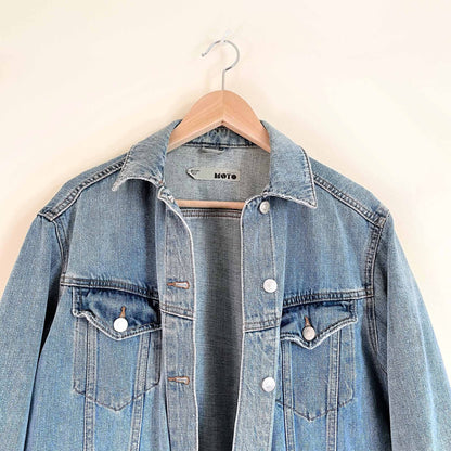oversized topshop denim jean moto jacket - size 2