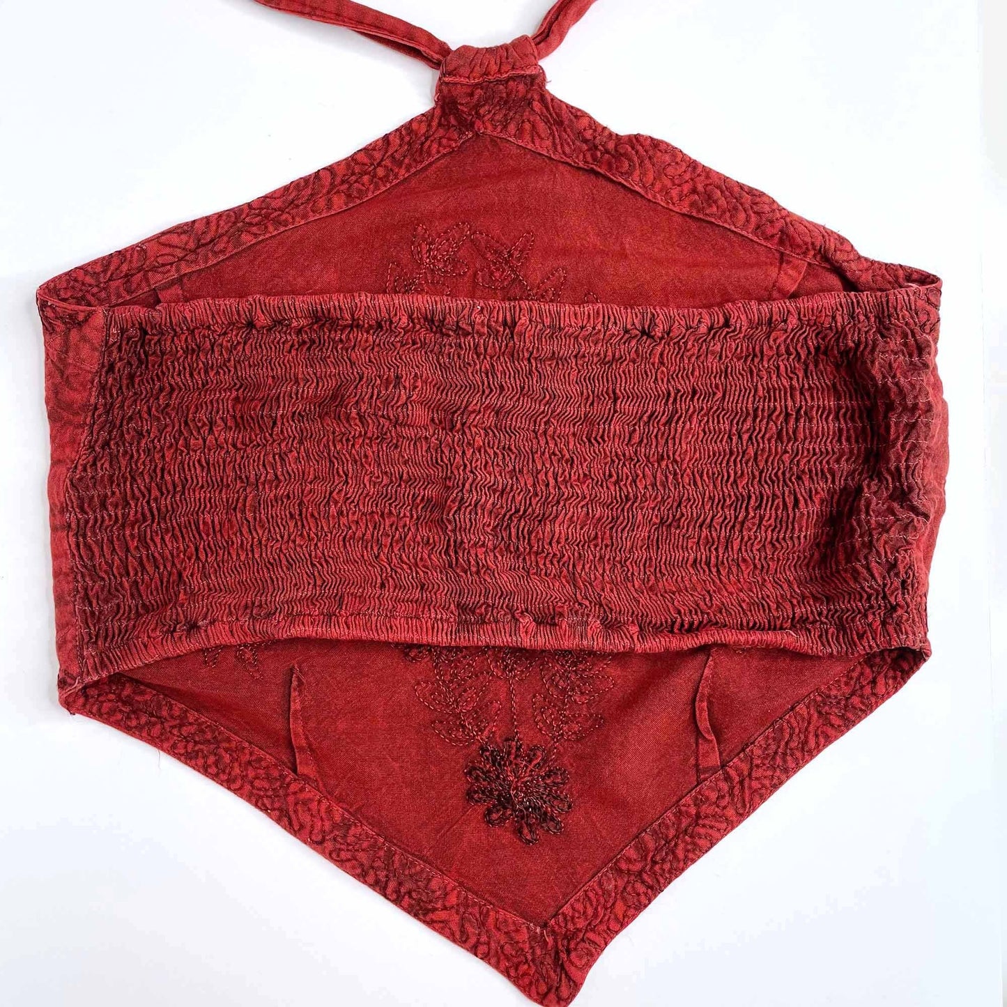 vintage boho bandana halter with embroidery - OS