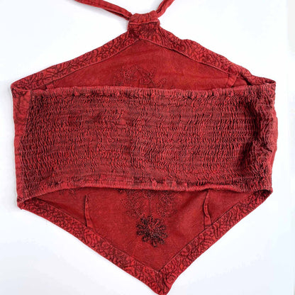 vintage boho bandana halter with embroidery - OS