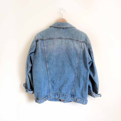 oversized topshop denim jean moto jacket - size 2