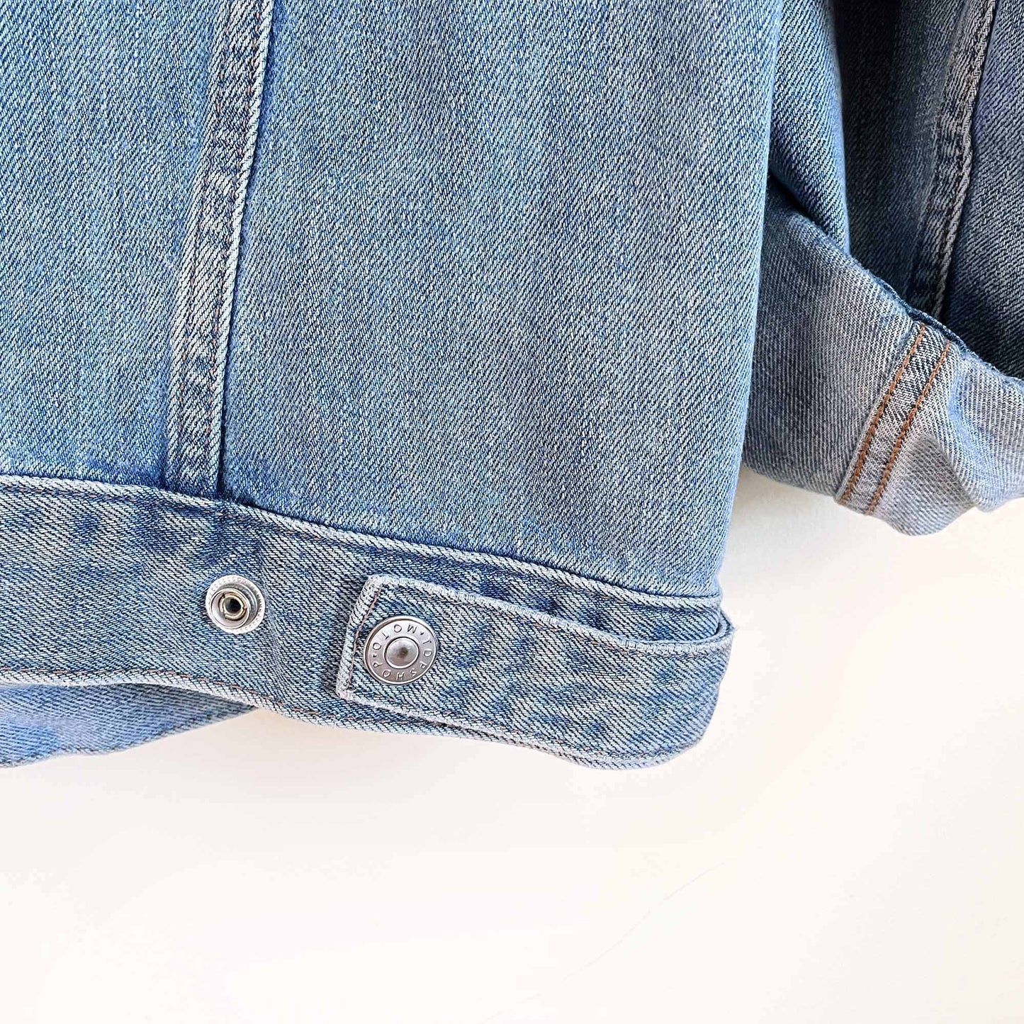oversized topshop denim jean moto jacket - size 2