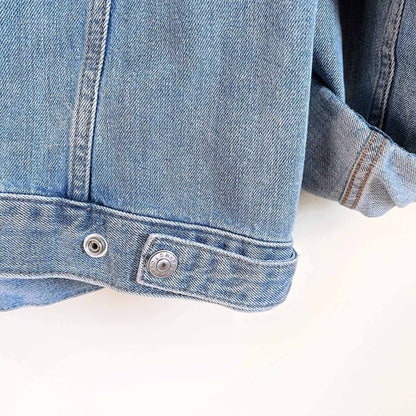 oversized topshop denim jean moto jacket - size 2
