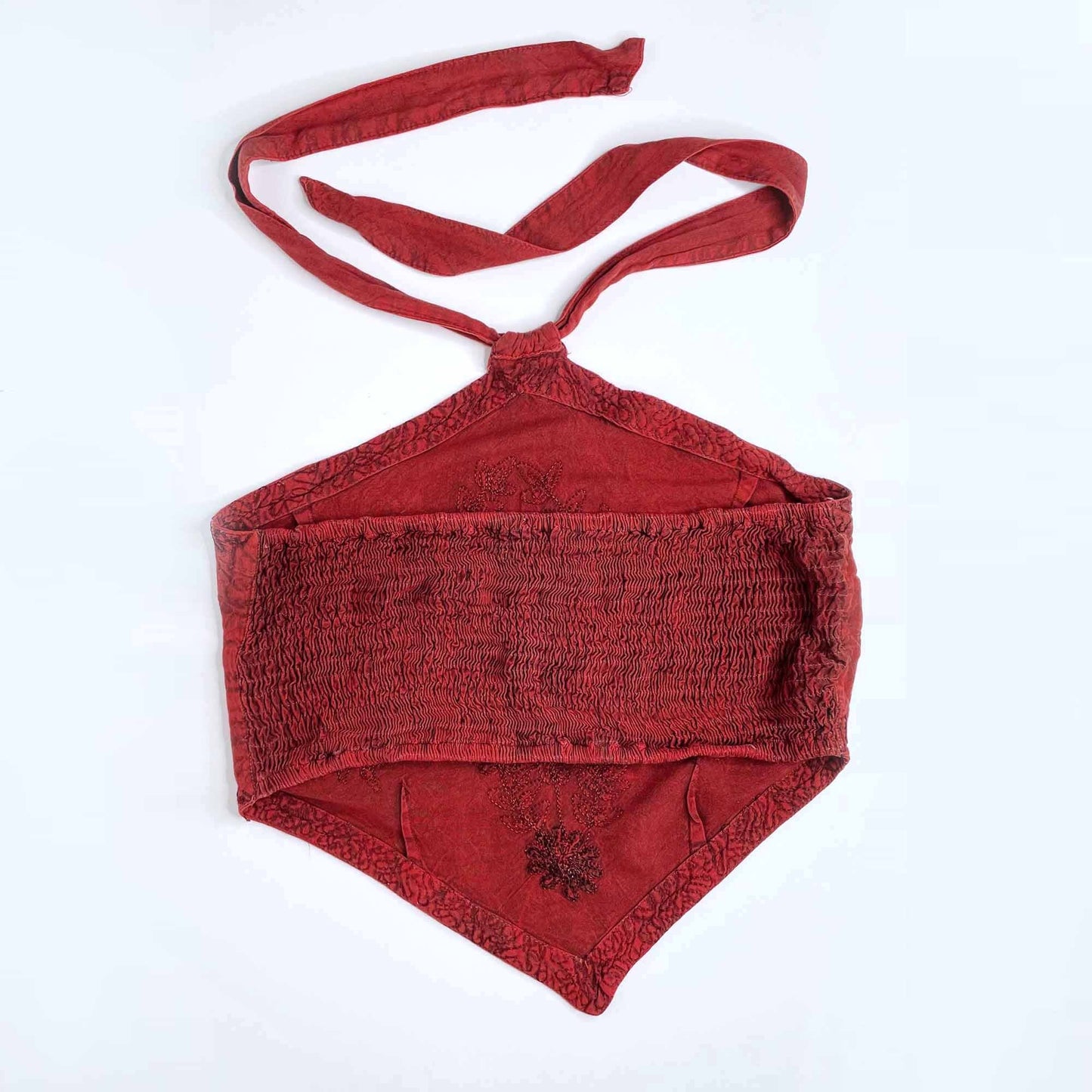 vintage boho bandana halter with embroidery - OS