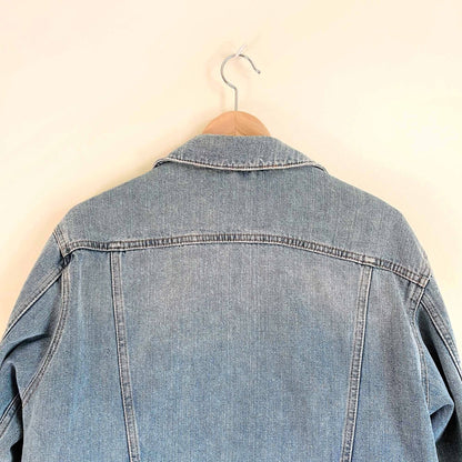 oversized topshop denim jean moto jacket - size 2