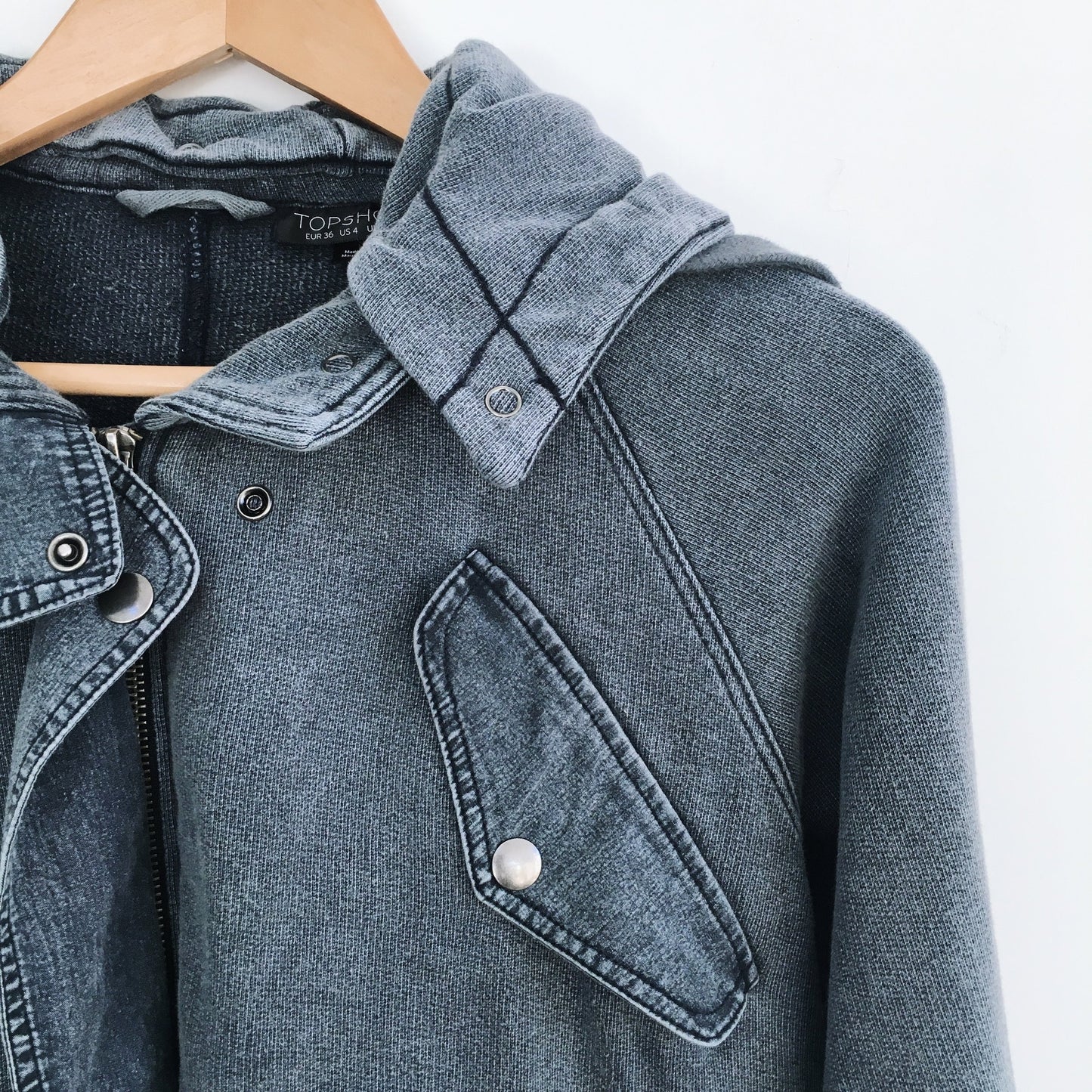 Topshop Snap Hooded Sweatshirt Jacket - size 4