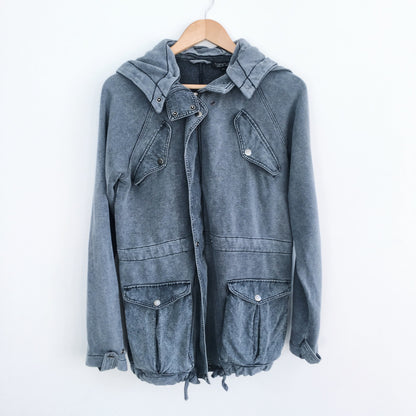 Topshop Snap Hooded Sweatshirt Jacket - size 4