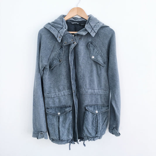 Topshop Snap Hooded Sweatshirt Jacket - size 4