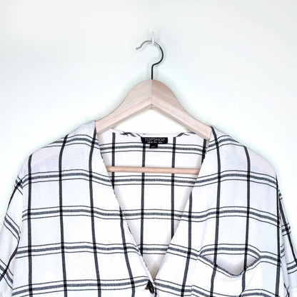 topshop asymmetrical window pane check shirt - size 4