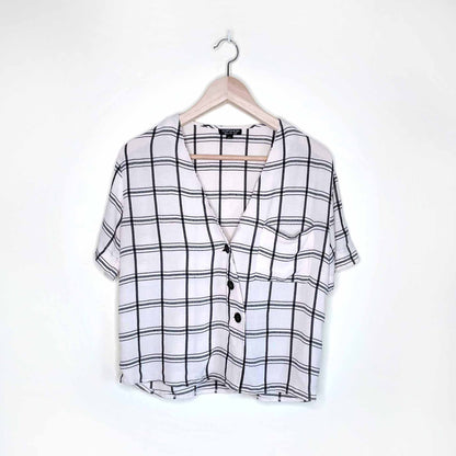 topshop asymmetrical window pane check shirt - size 4