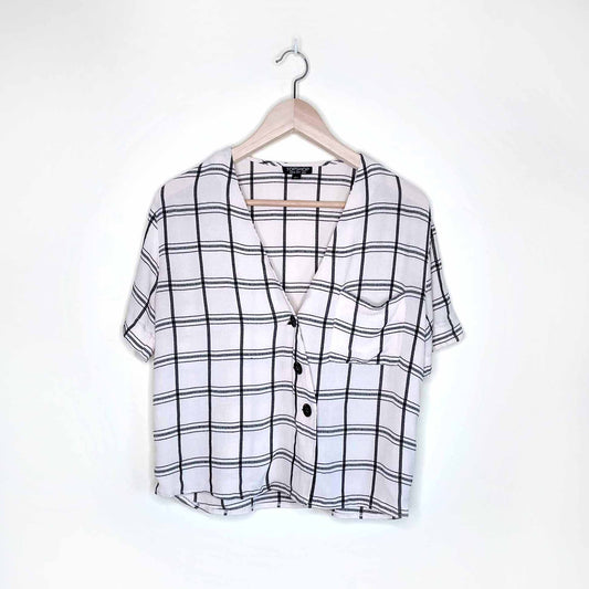 topshop asymmetrical window pane check shirt - size 4