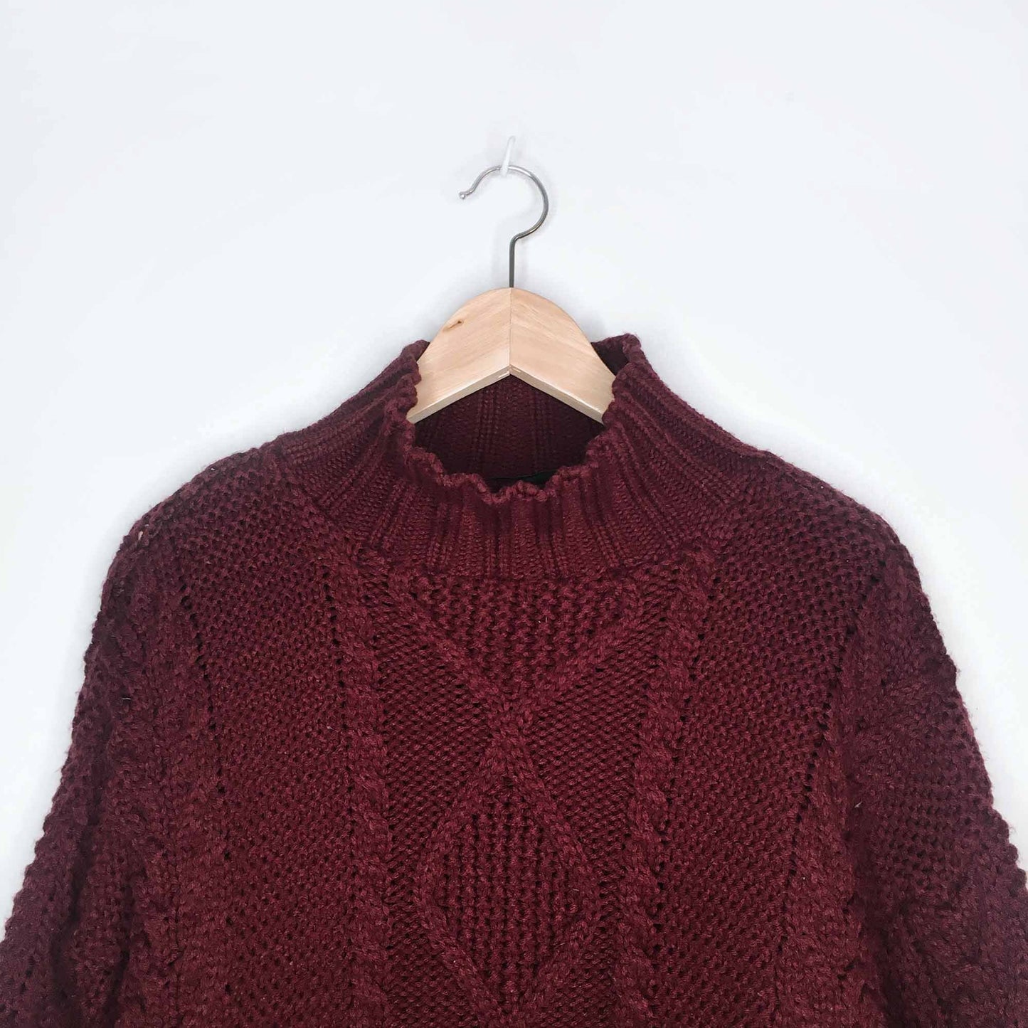 Topshop cable knit mock neck big sleeve sweater - size 6