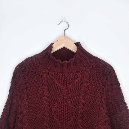 Topshop cable knit mock neck big sleeve sweater - size 6