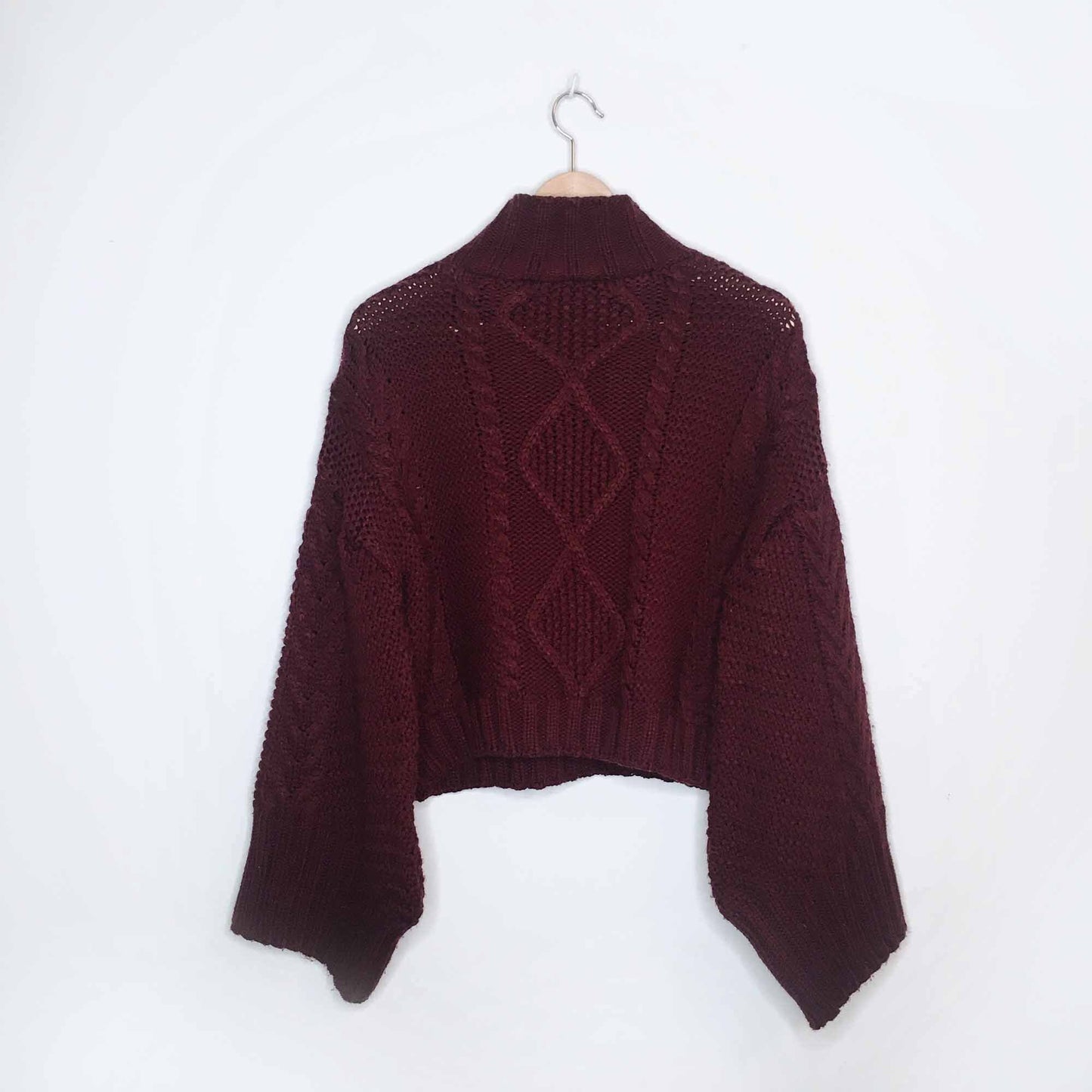 Topshop cable knit mock neck big sleeve sweater - size 6