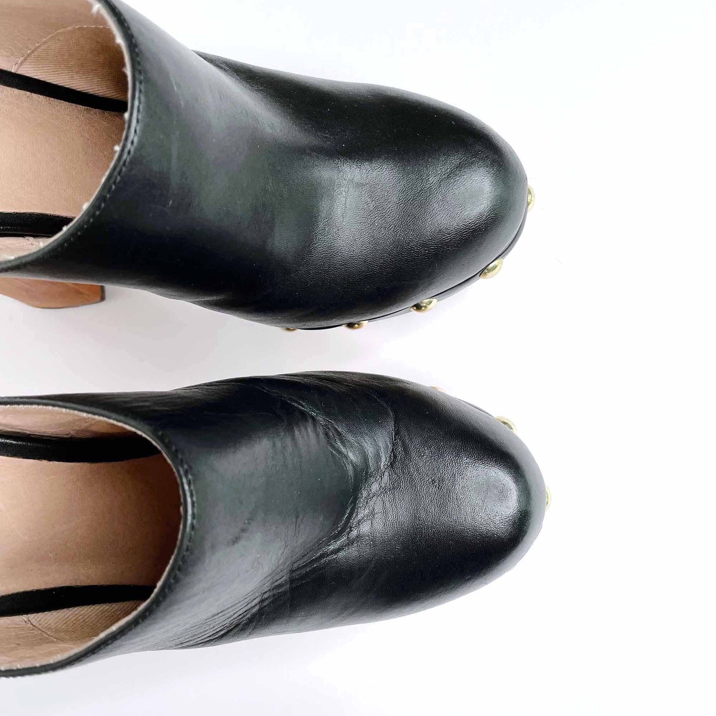 topshop black leather heeled clogs - size 37