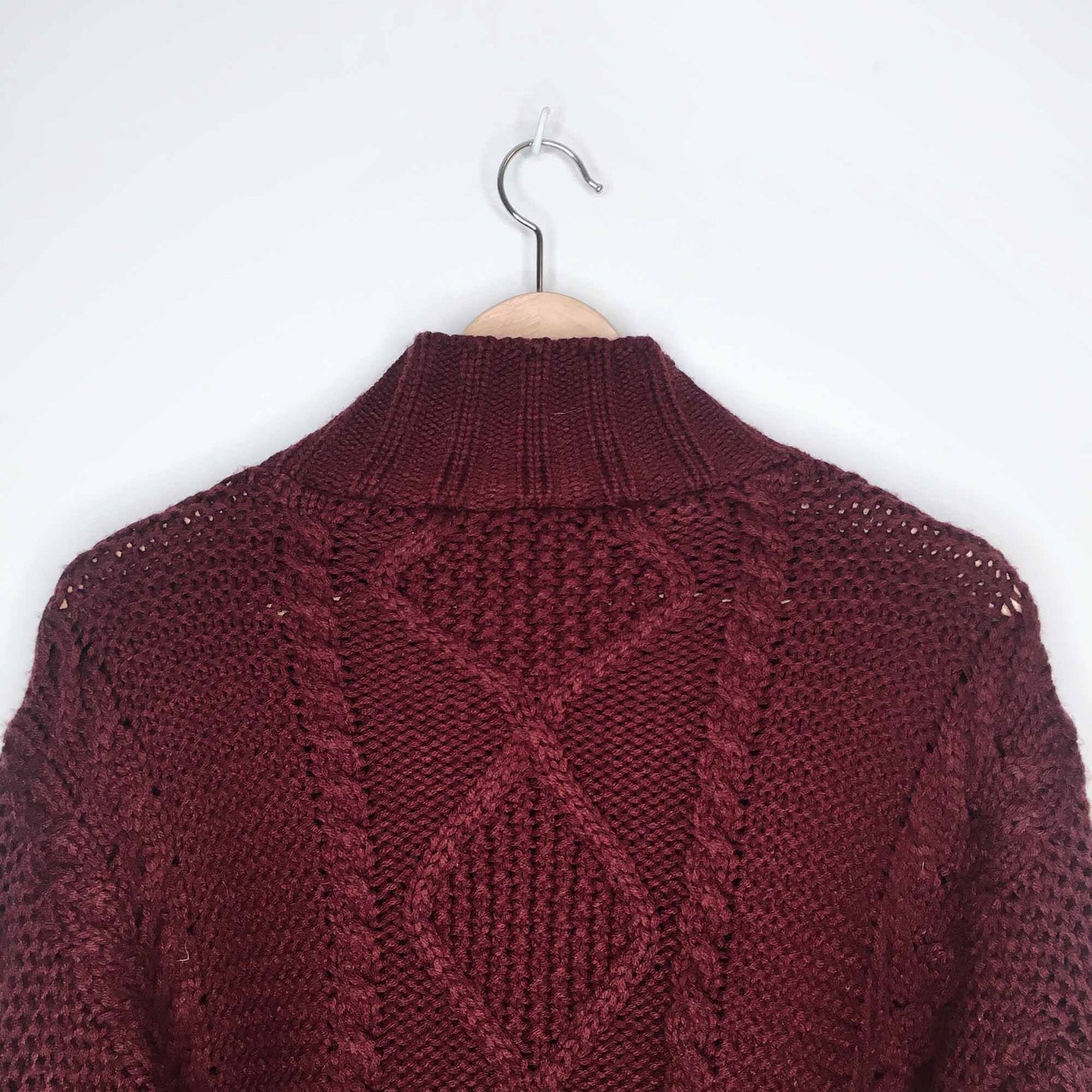 Topshop cable knit mock neck big sleeve sweater - size 6