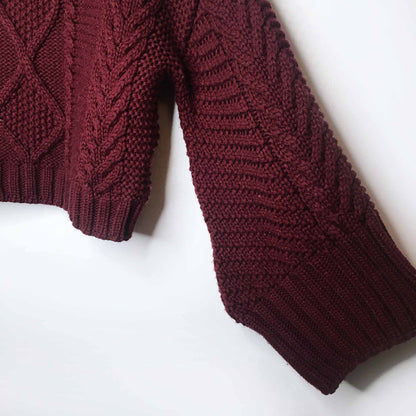 Topshop cable knit mock neck big sleeve sweater - size 6