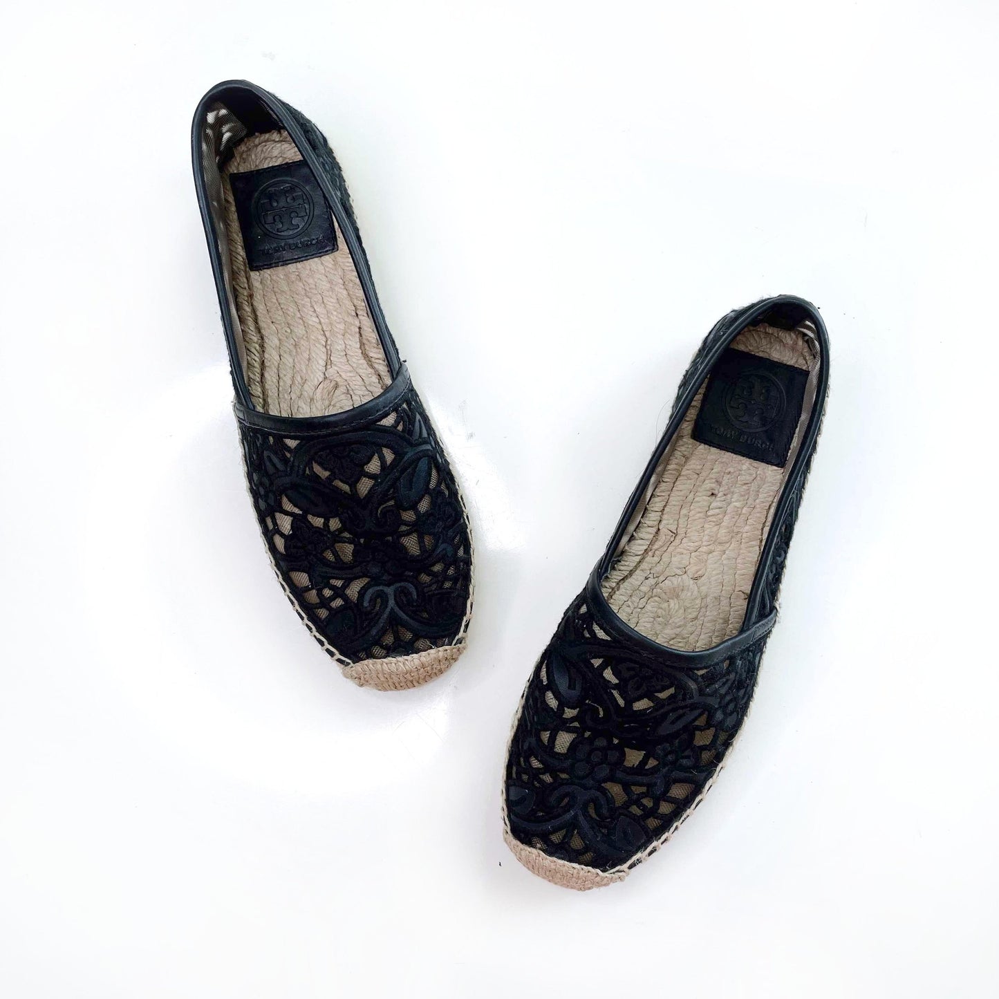 tory burch lucia blue lace espadrilles - size 7