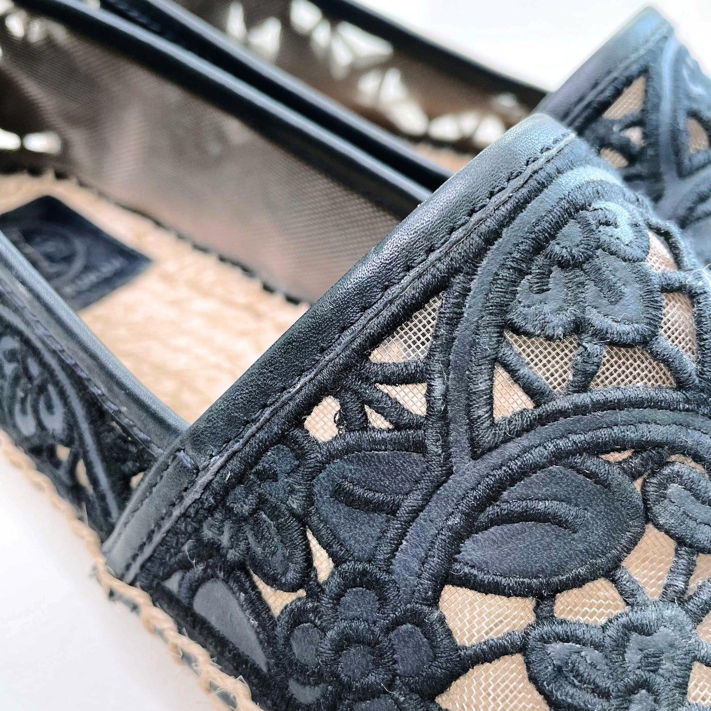 tory burch lucia blue lace espadrilles - size 7