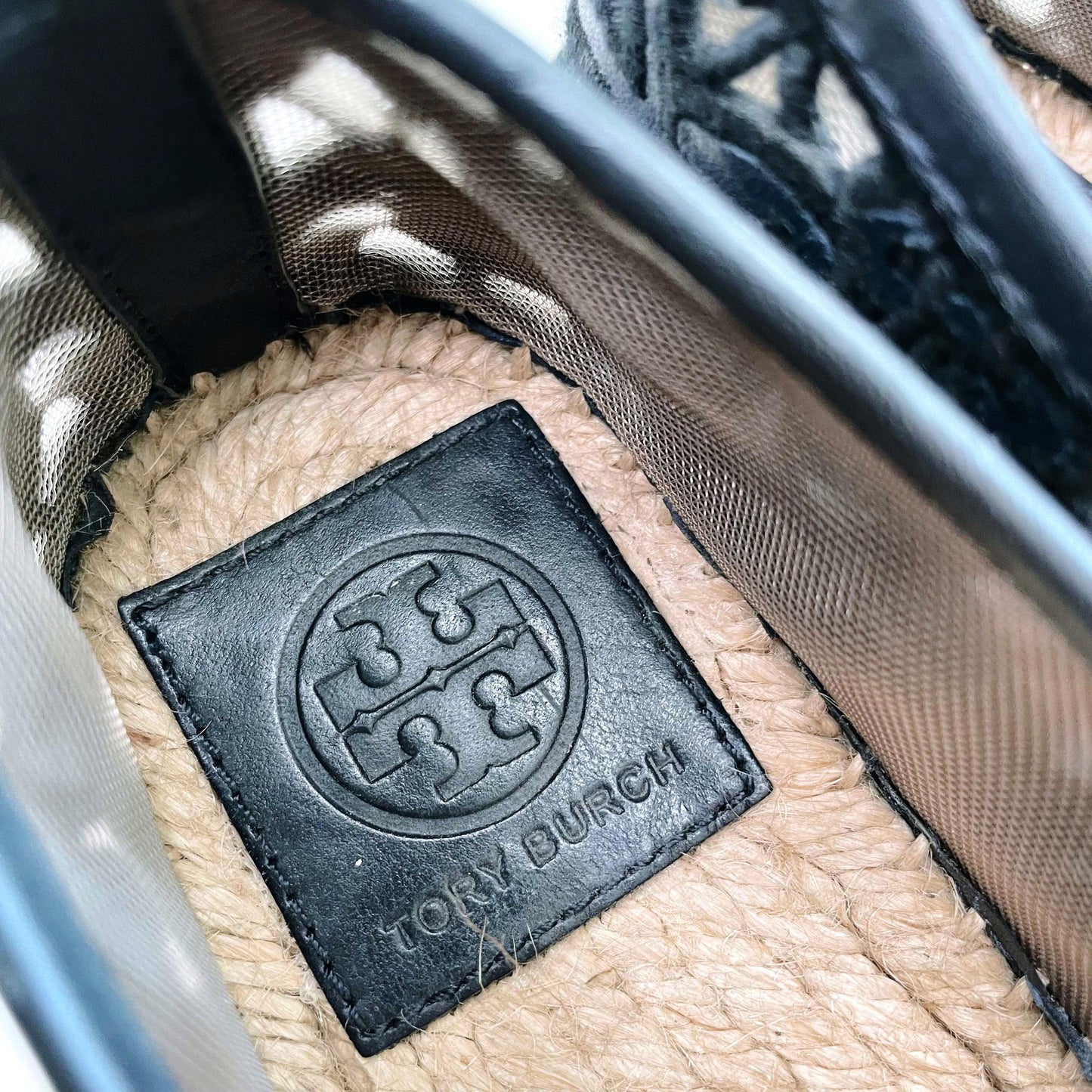 tory burch lucia blue lace espadrilles - size 7