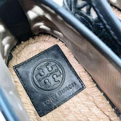 tory burch lucia blue lace espadrilles - size 7