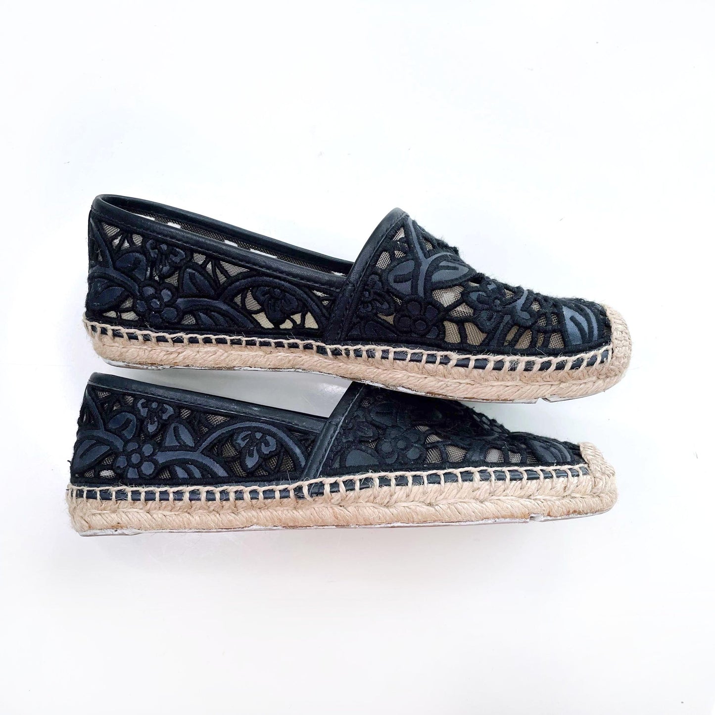tory burch lucia blue lace espadrilles - size 7