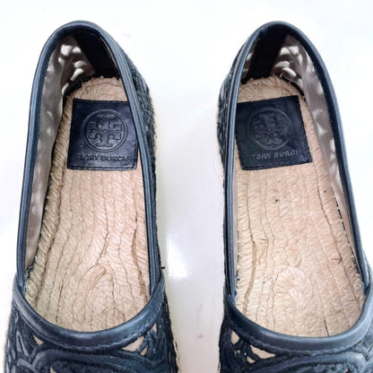 tory burch lucia blue lace espadrilles - size 7