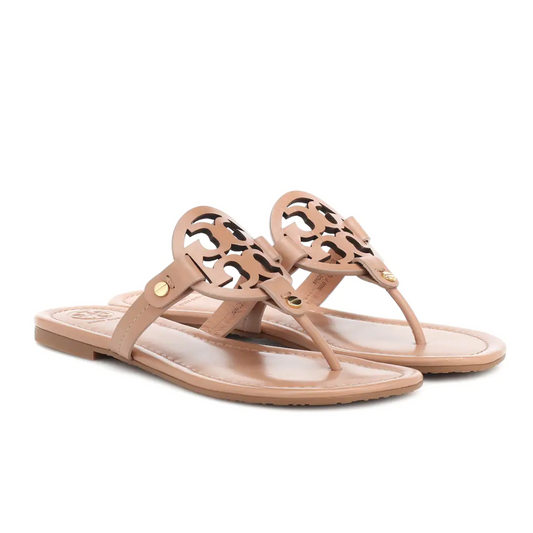 tory burch miller logo leather thong sandal - size 10