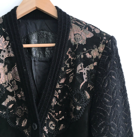 vintage torras leather-wool combo sweater jacket - size 46