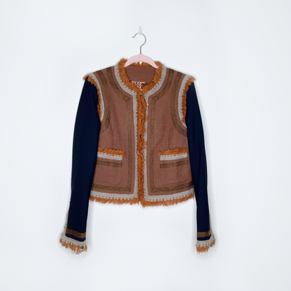 tory burch quincy fringe spanish style jacket - size 2