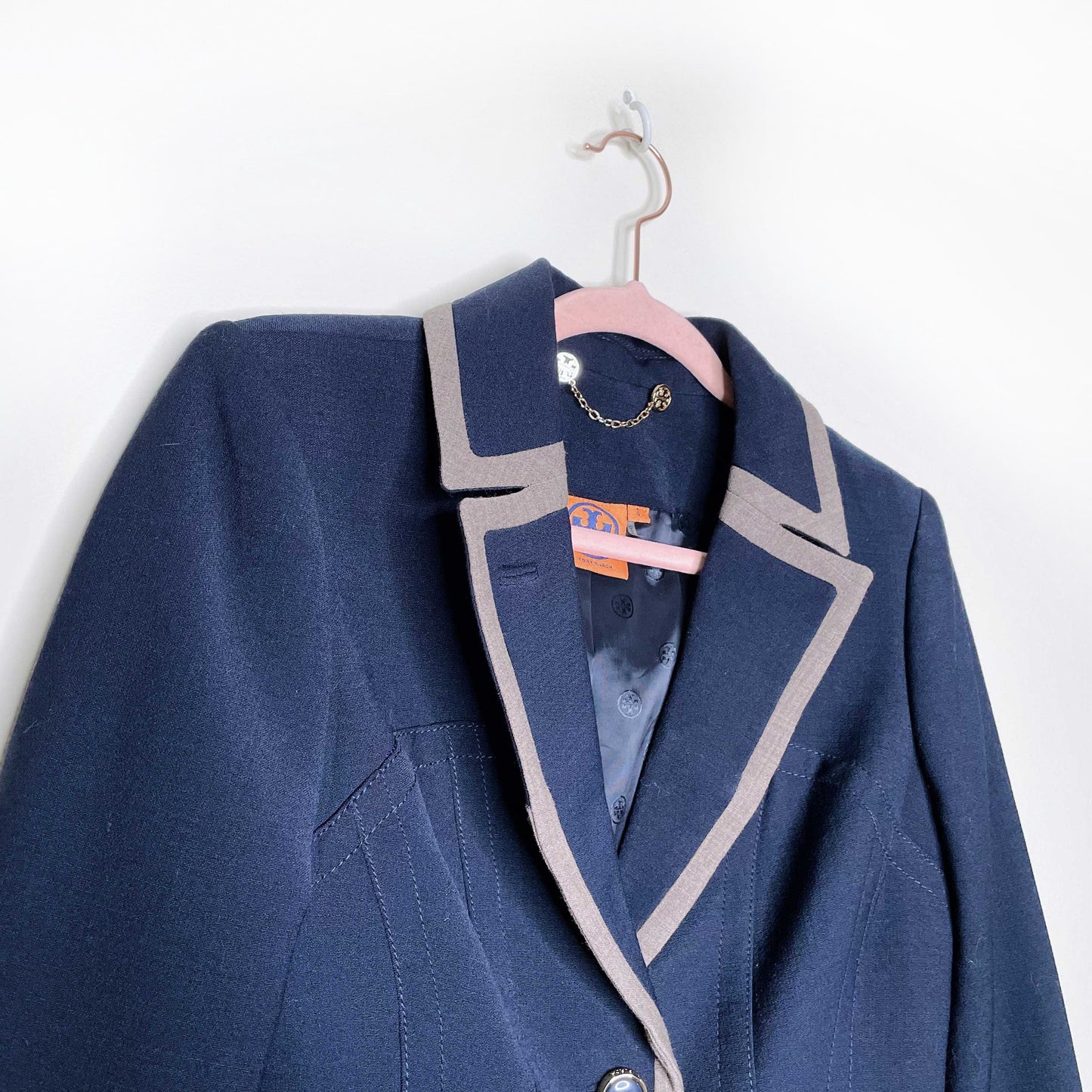 tory burch wool-blend nautical fitted blazer - size 4