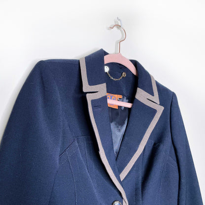 tory burch wool-blend nautical fitted blazer - size 4