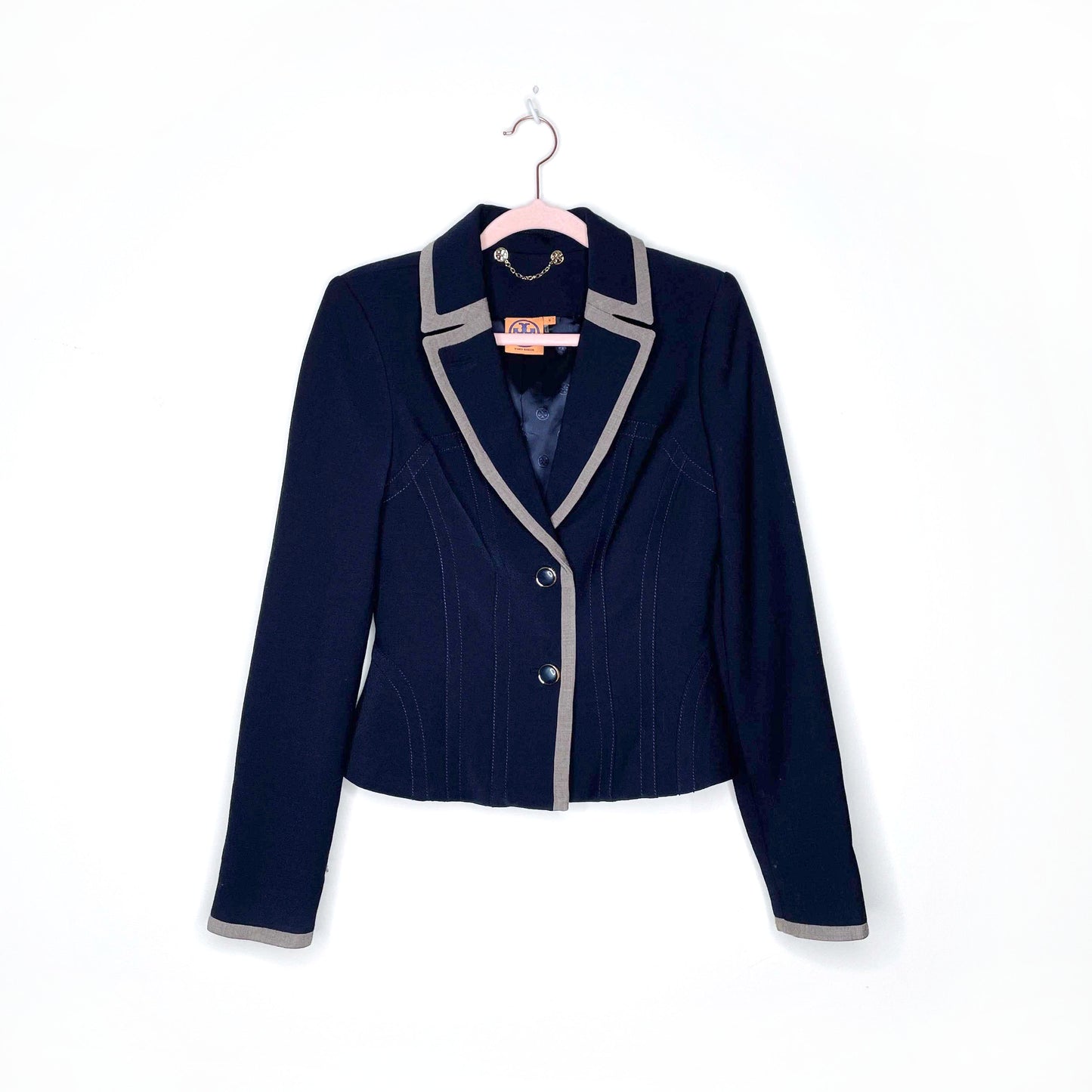 tory burch wool-blend nautical fitted blazer - size 4