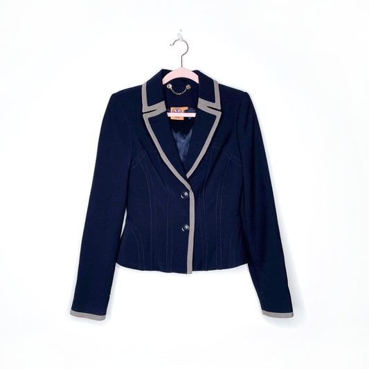 tory burch wool-blend nautical fitted blazer - size 4