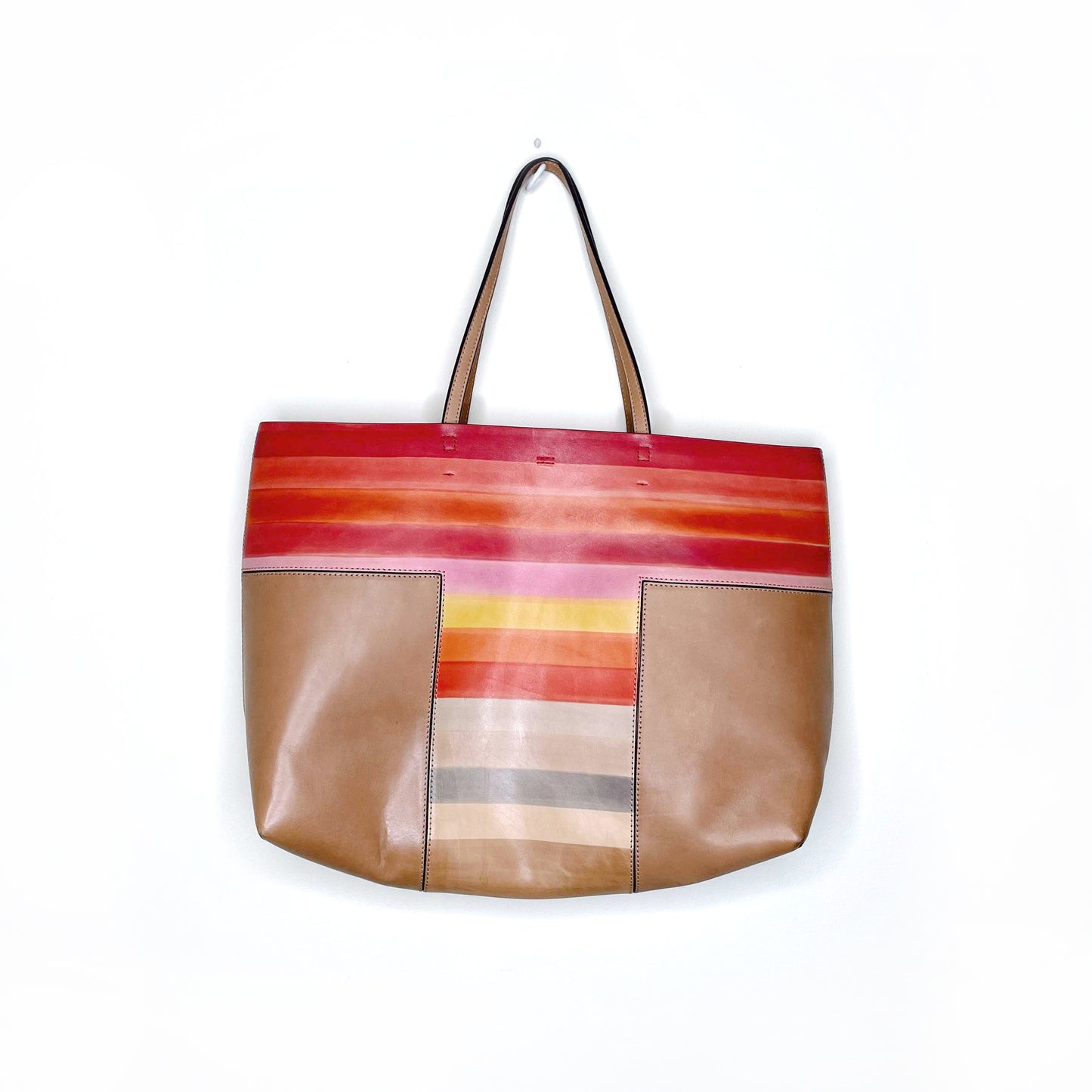 tory burch block t degrade colourful leather tote bag