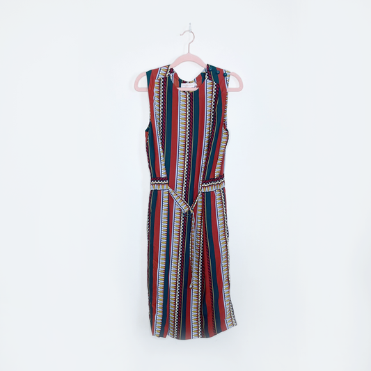 tory burch julia sleeveless southwestern stripe silk dress - size 8